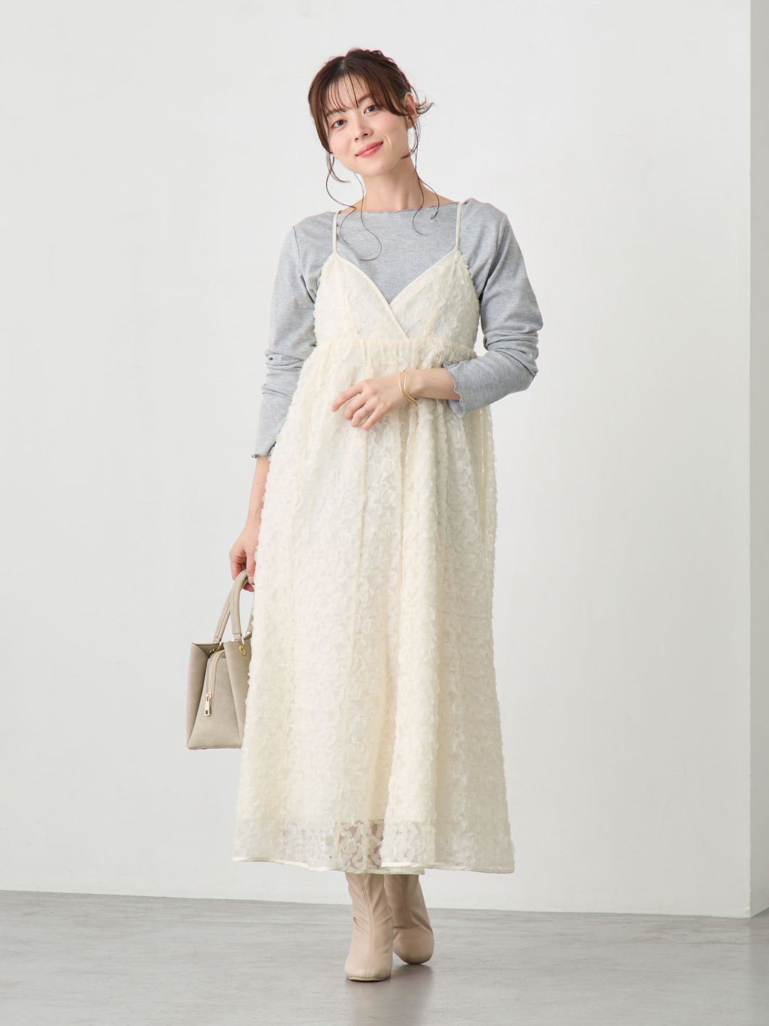 カシュクールレースキャミワンピース Ivory