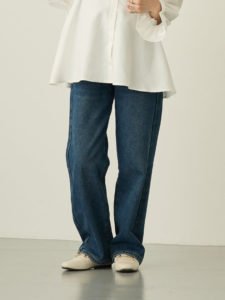 蟒蛇纹衬里长款牛仔布