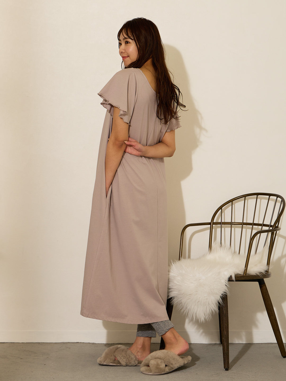 [Maternity/Nursing Clothes] Room Dress Light Beige