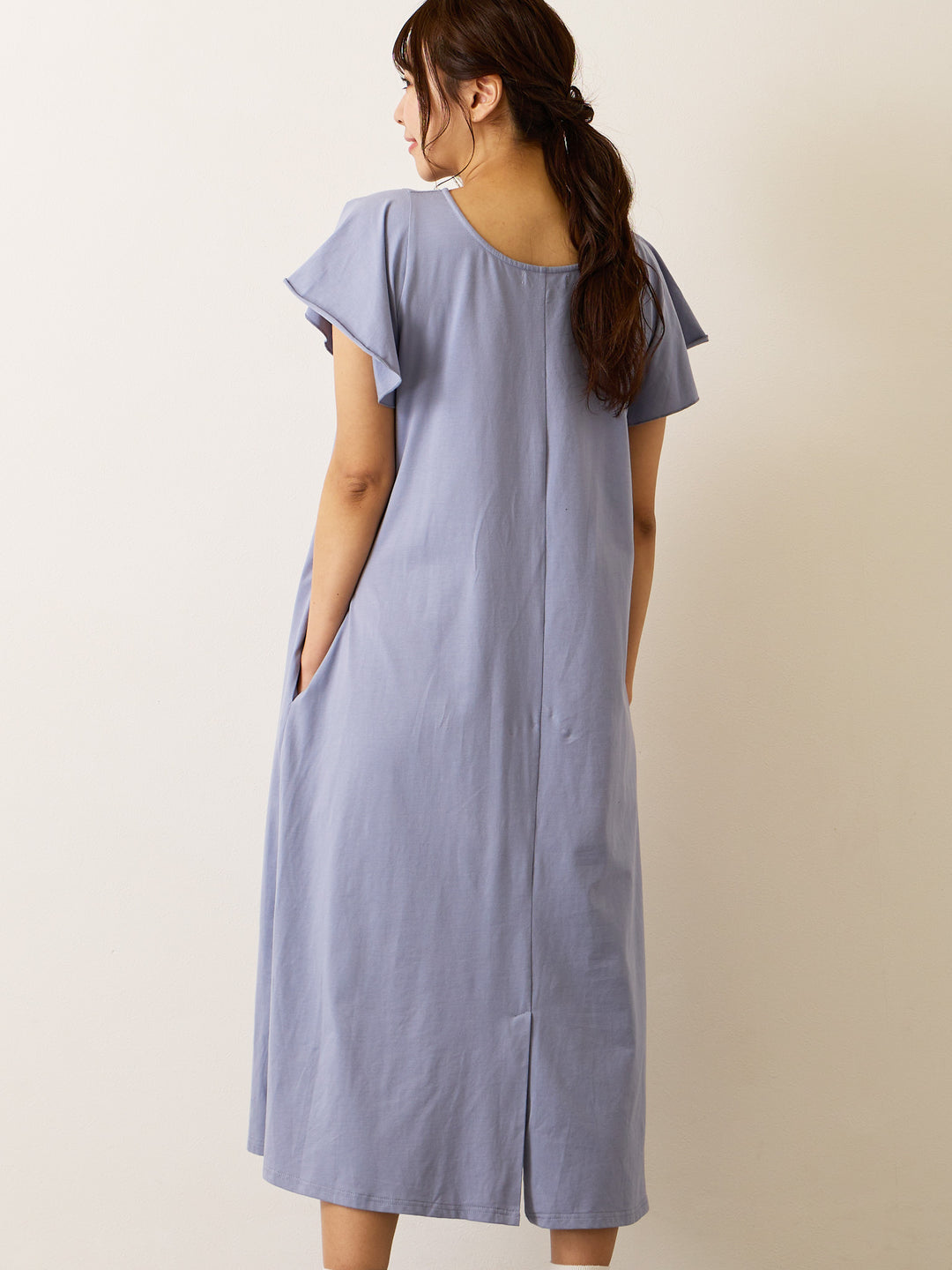 [Maternity/nursing clothes] Room dress Blue