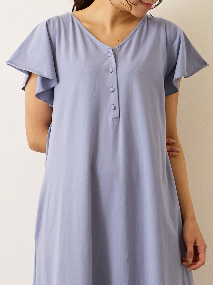 [Maternity/nursing clothes] Room dress Blue