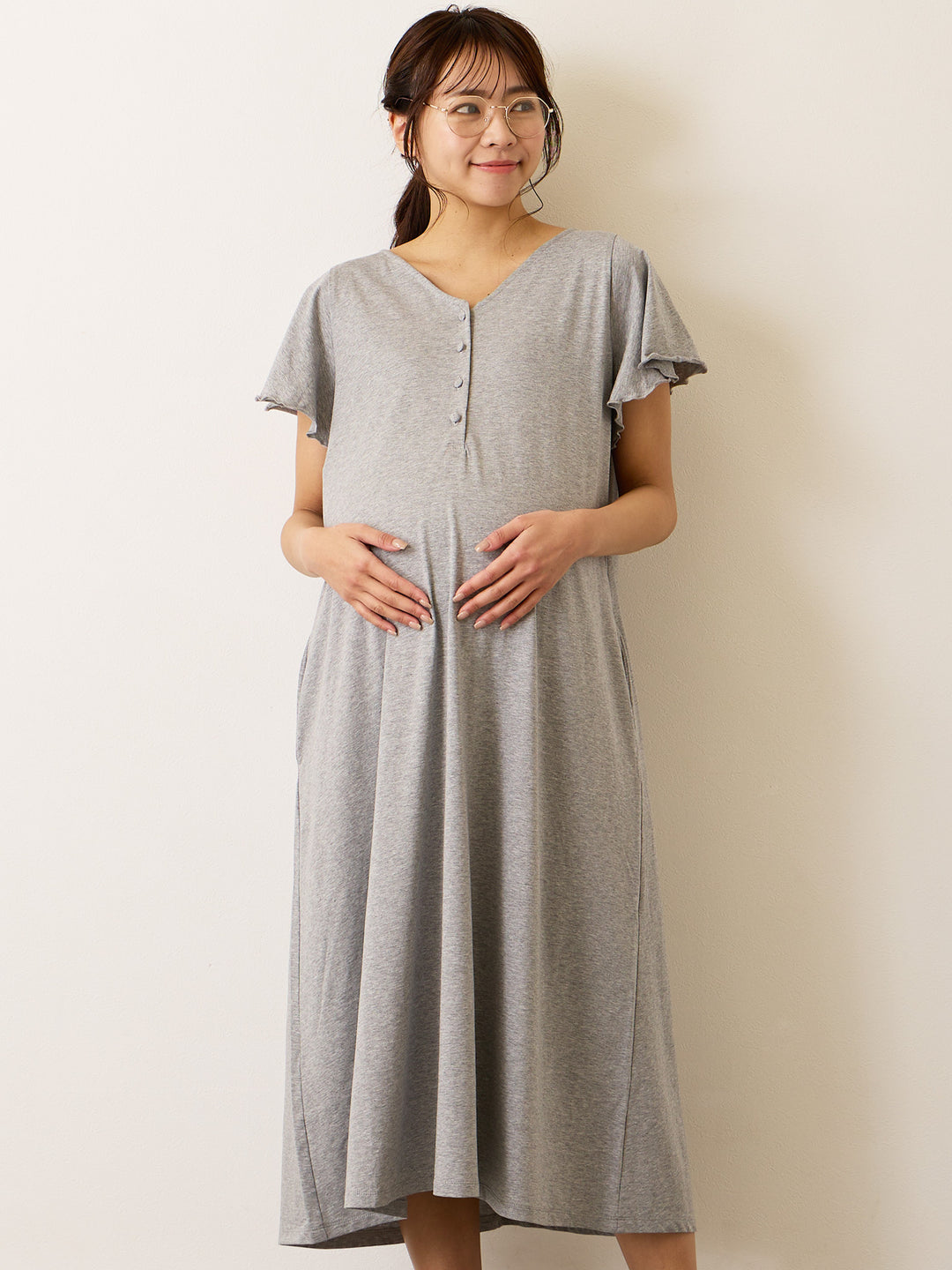 [Maternity/nursing clothes] Room dress Gray