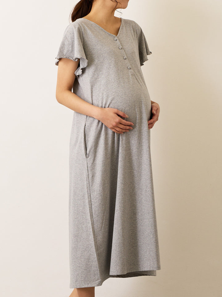 [Maternity/nursing clothes] Room dress Gray