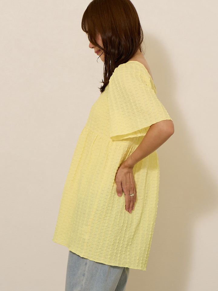 [Maternity/Nursing Clothes] 2-way mix-and-match lace tops Light yellow 