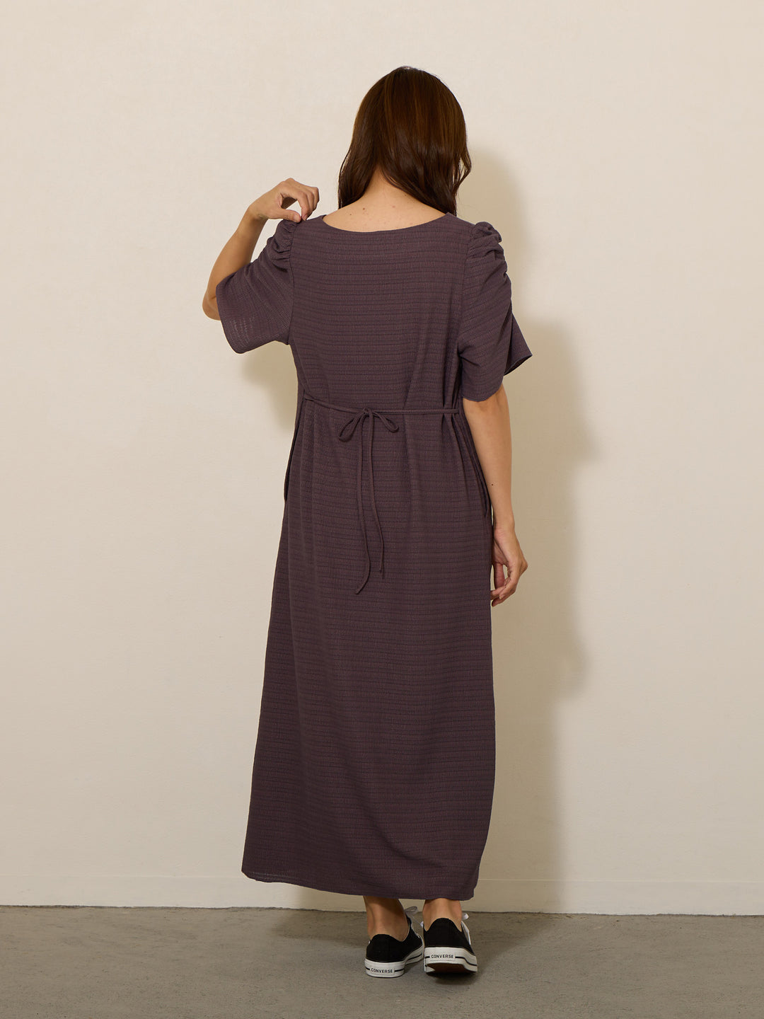 [Maternity/Nursing Clothes] Power Shoulder I-line Dress Navy 