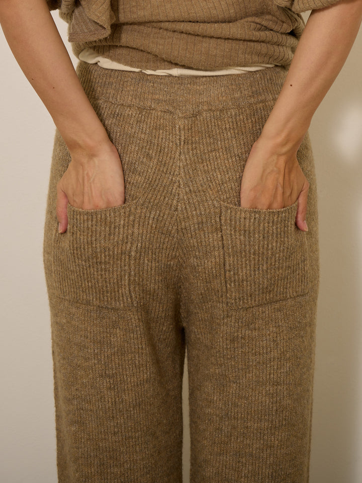 [Maternity/Postpartum] Plump rib knit pants Beige