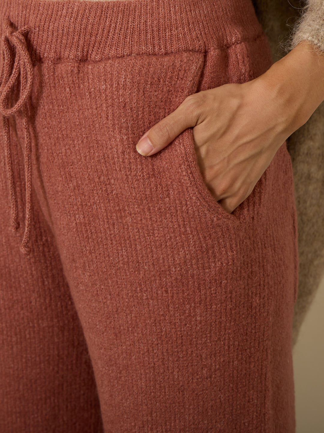 [Maternity/Postpartum] Plump rib knit pants Pink