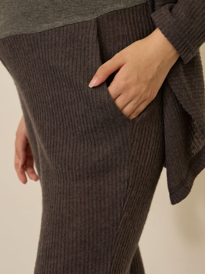 [Maternity/Postpartum] Flare pants with halamaki Charcoal Gray
