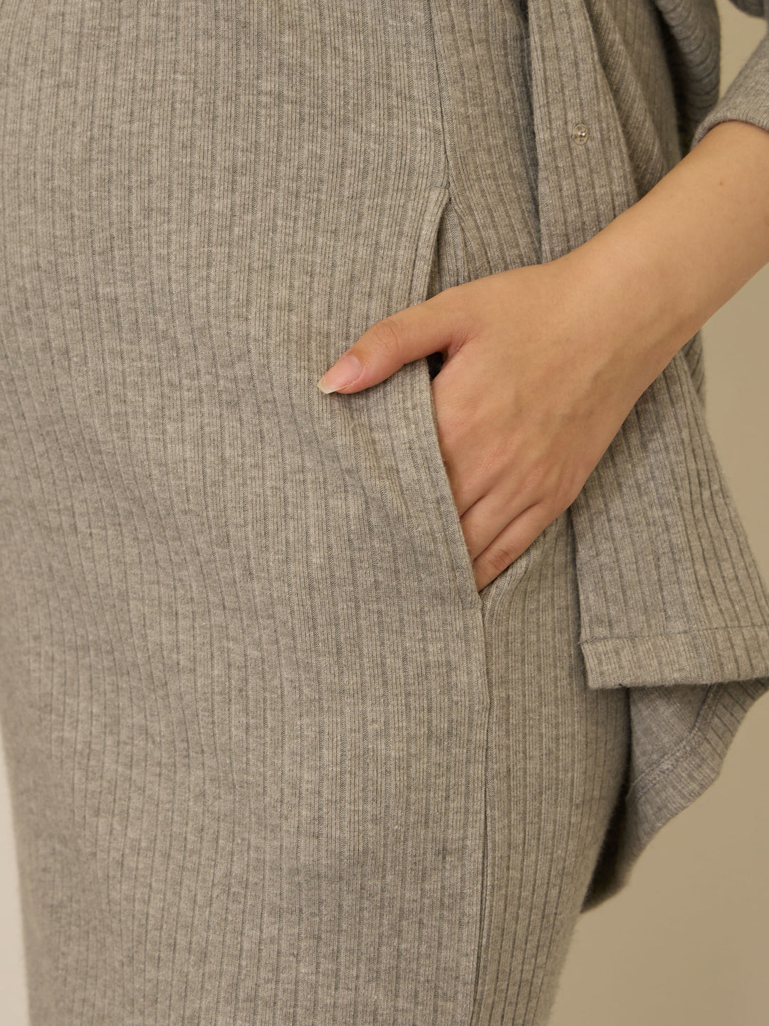 [孕妇/哺乳衣] 简约罗纹针织紧身裙 灰色