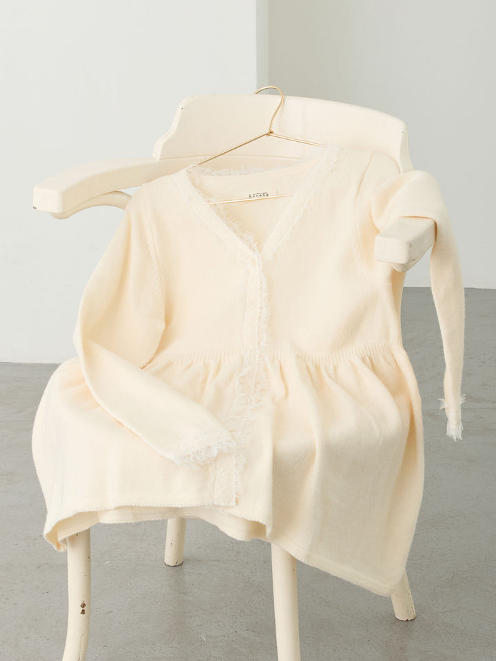 レース付きニット Ivory