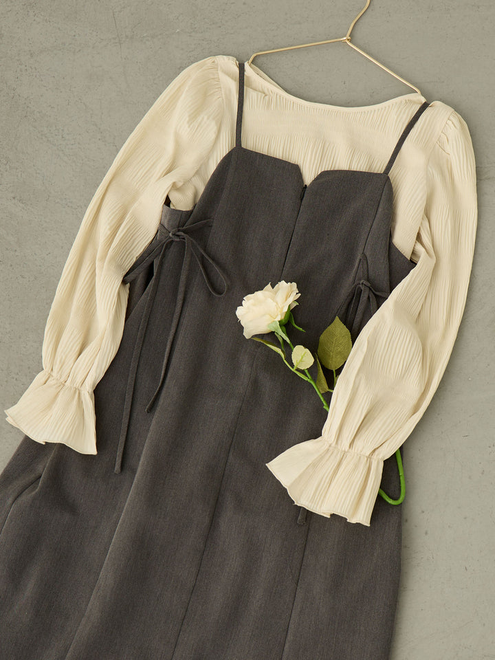 Side Ribbon Cami Dress Black