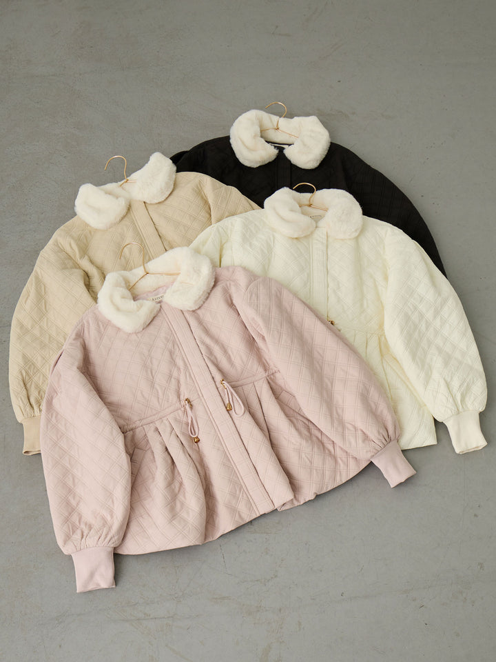 ダッカー付き衿ファーアウター Beige
