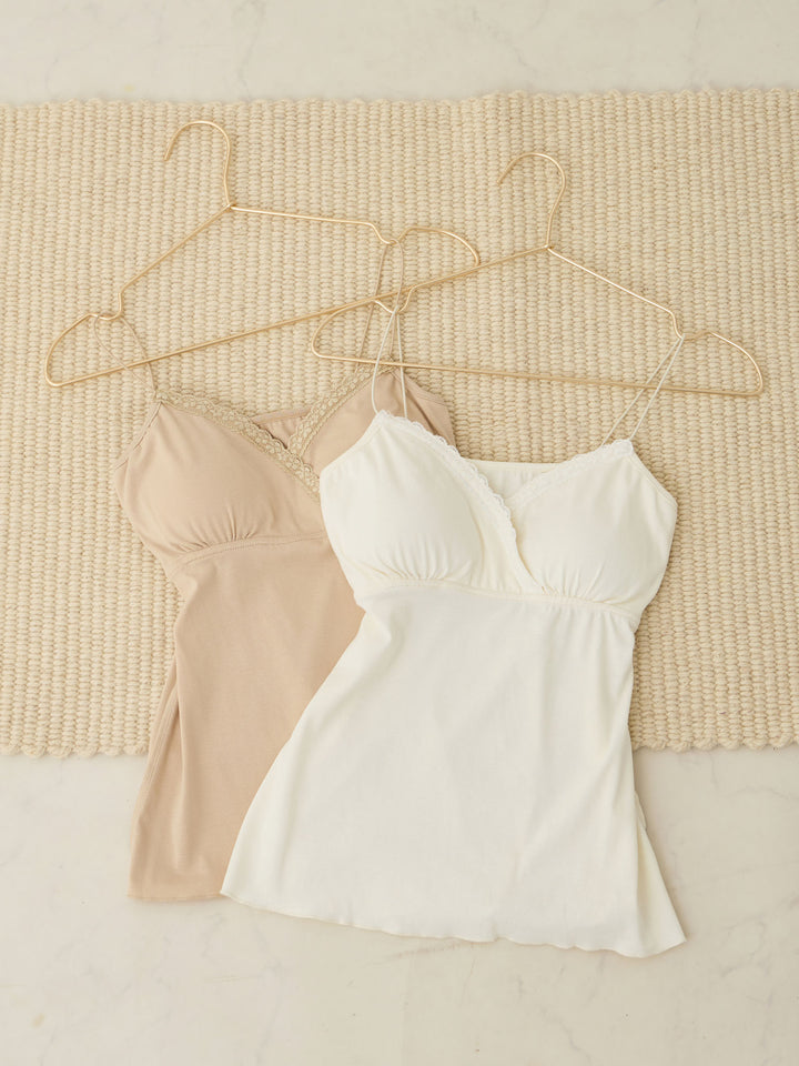 Gathered Lace Cache-Coeur Camisole White
