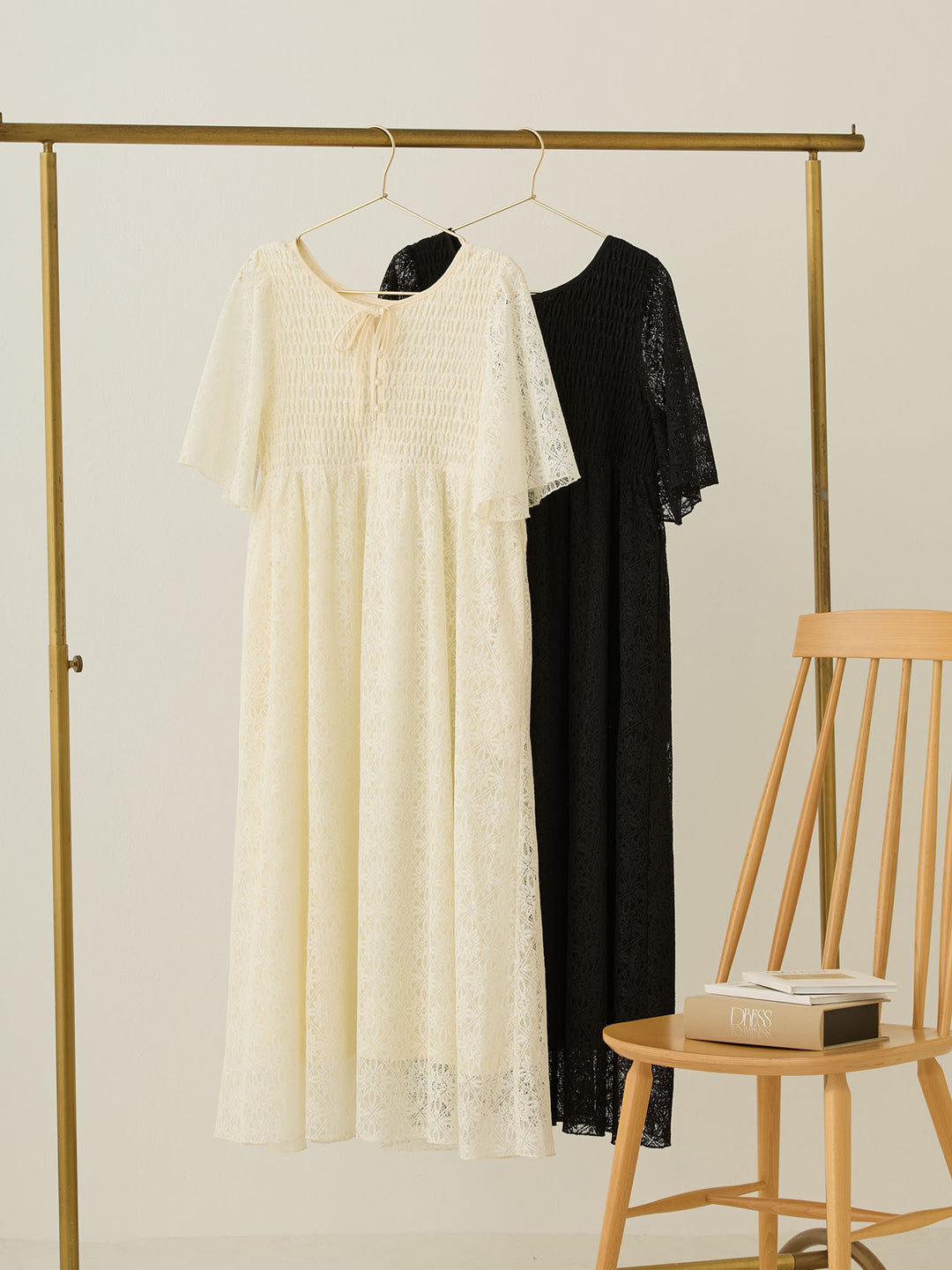 2wayシャーリングレースワンピース Ivory