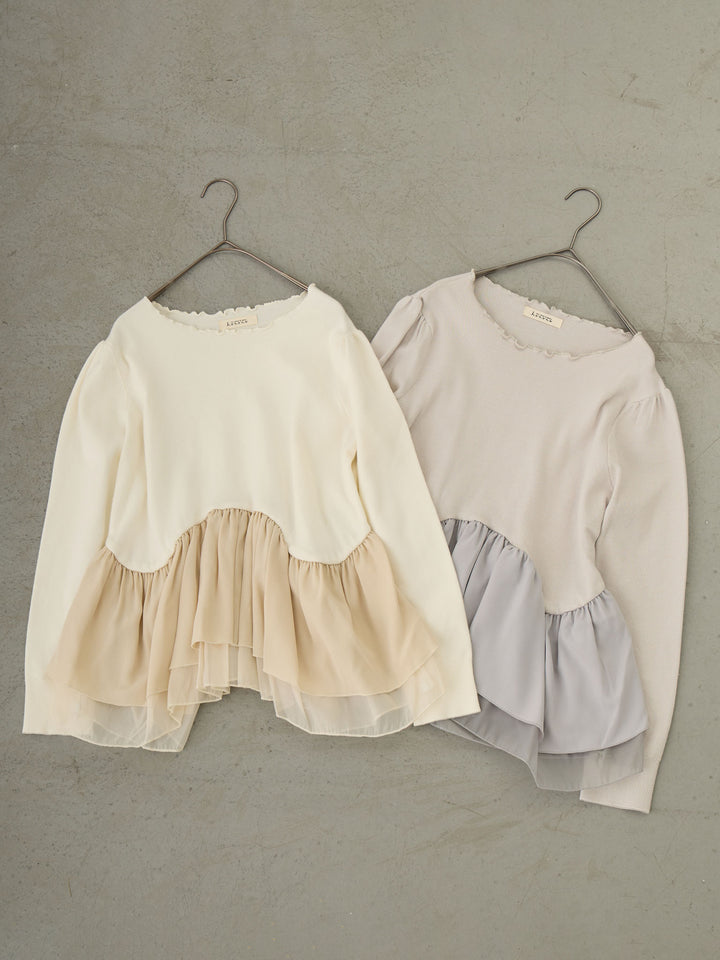 ドッキングペプラムニット Light gray