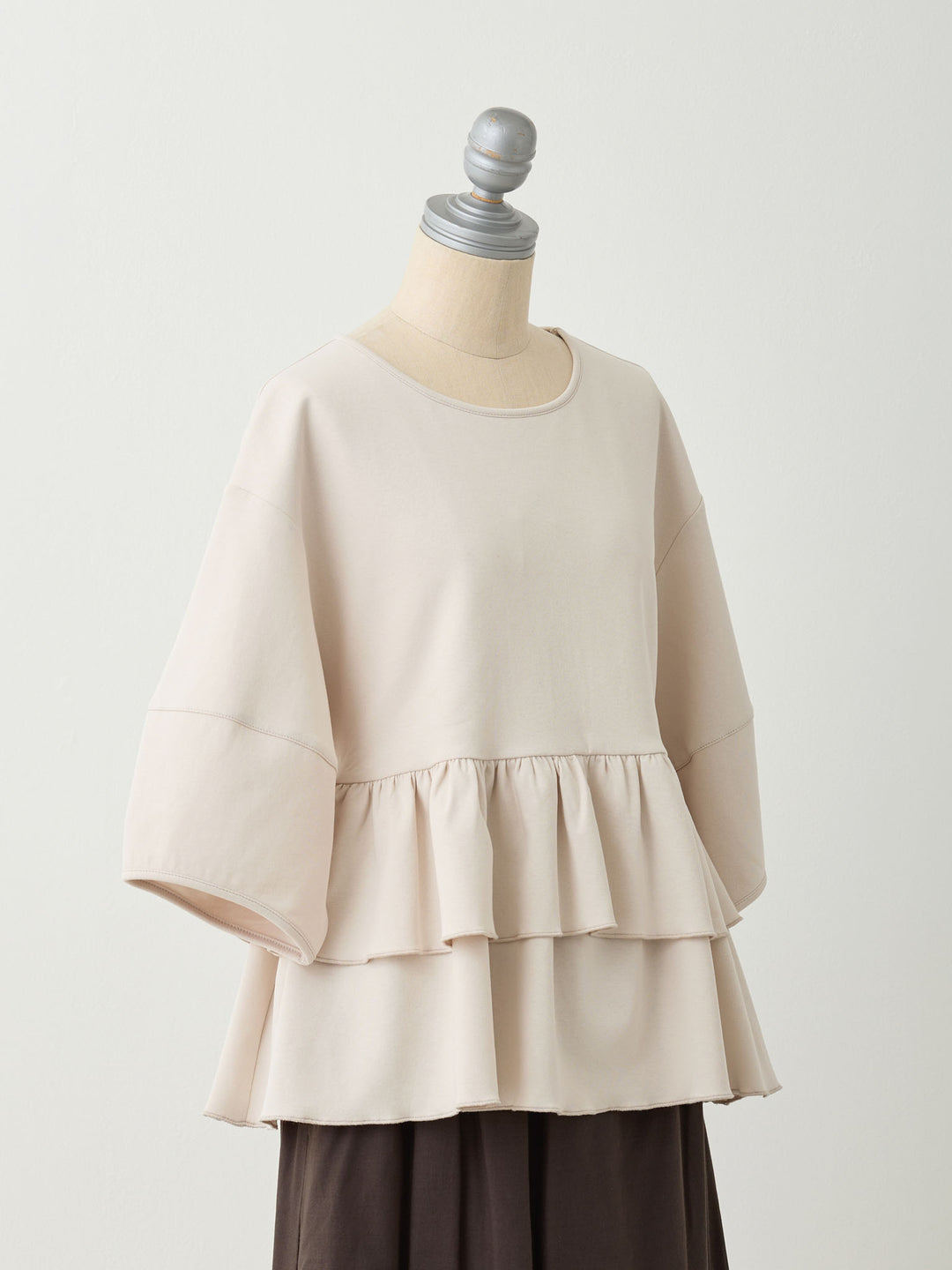 Peplum Ruffle Nursing T-shirt - White