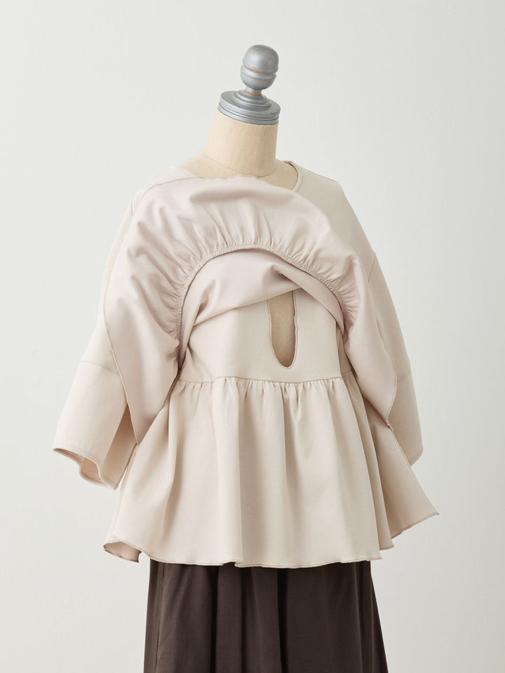 Peplum Ruffle Nursing T-shirt - White