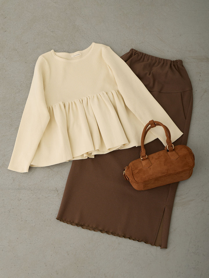 ペプラムニットトップス Ivory