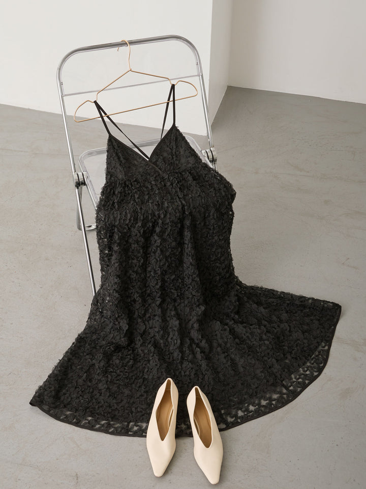カシュクールレースキャミワンピース Black