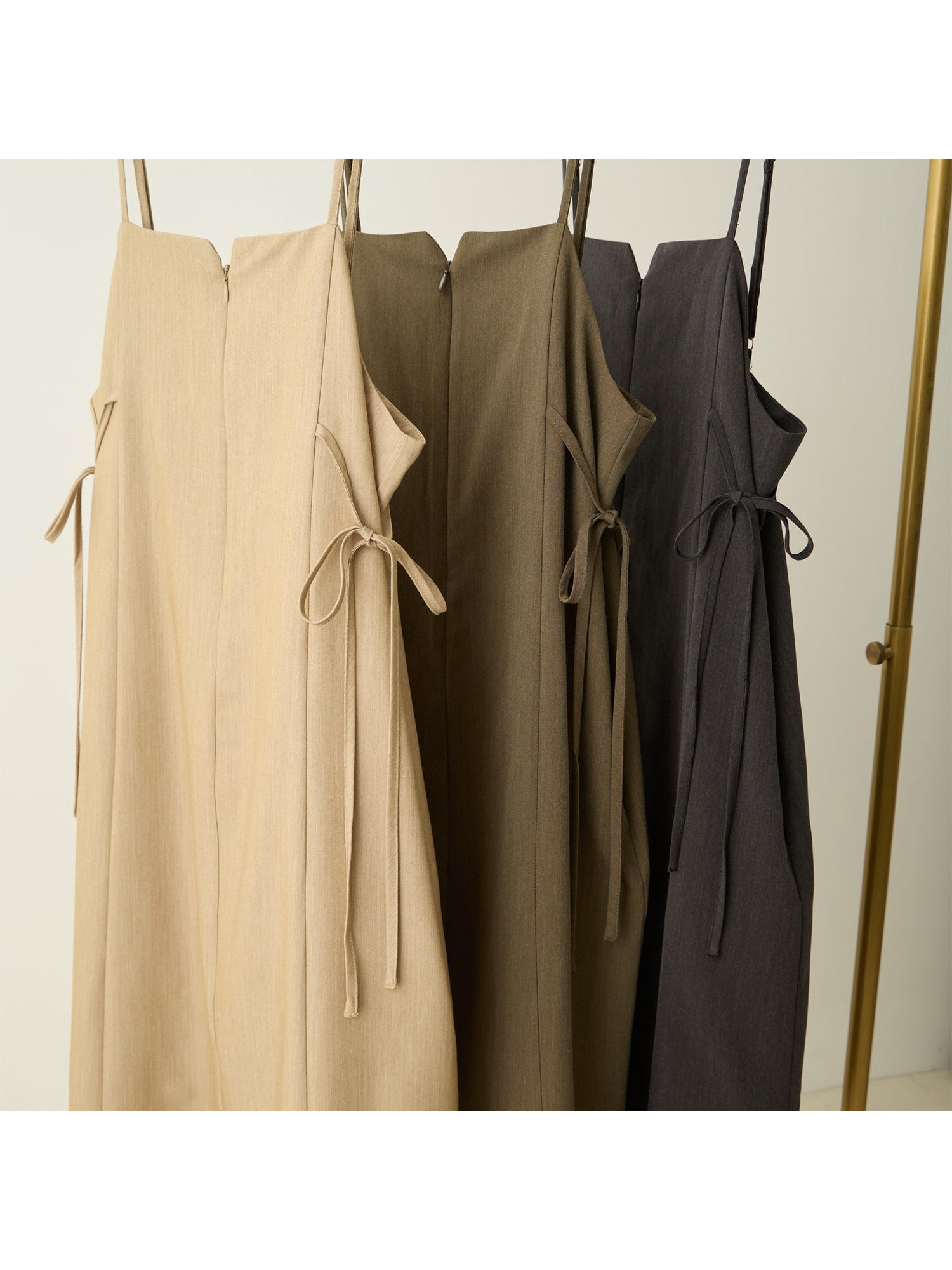 [Maternity/Nursing Wear] Side Ribbon Cami Dress Khaki