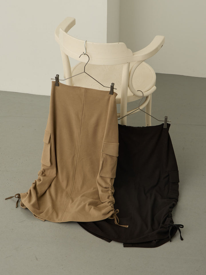 黑色羊毛工装裙