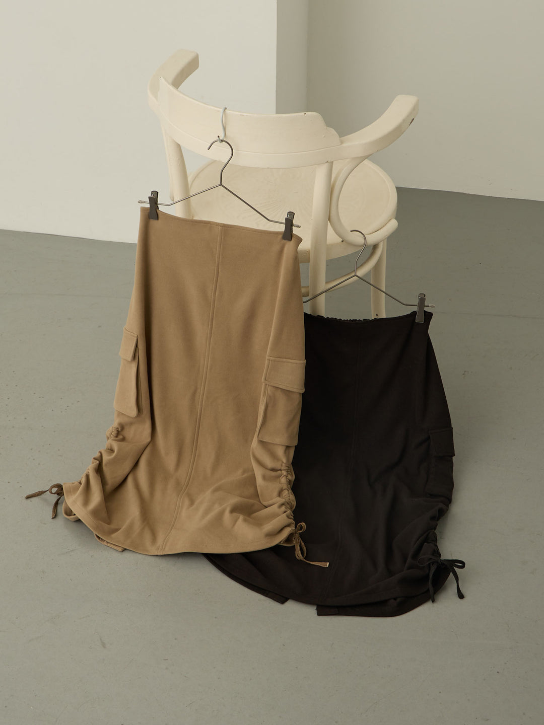 羊毛工装裙，米色