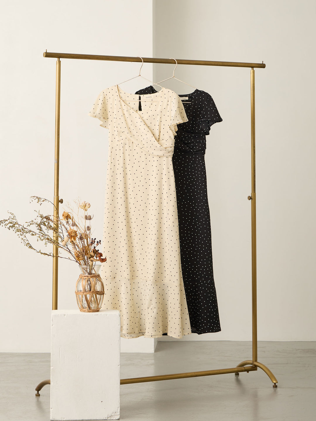 Cache-coeur 圆点连衣裙 黑色