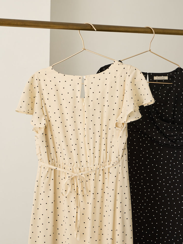 Cache-coeur 圆点连衣裙，象牙色