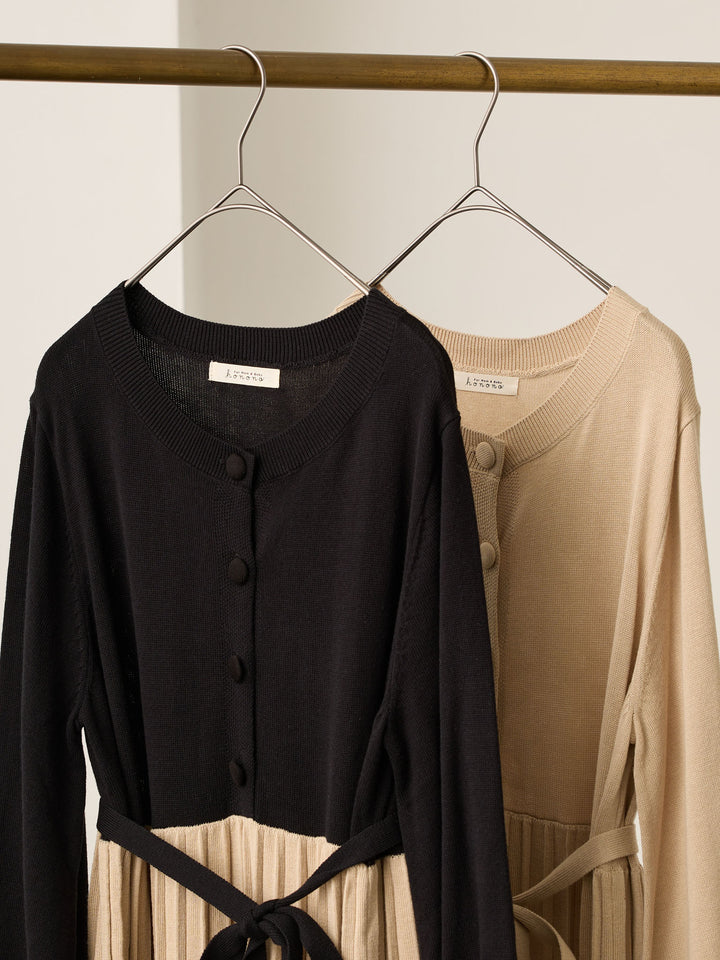 ニットプリーツワンピース Beige