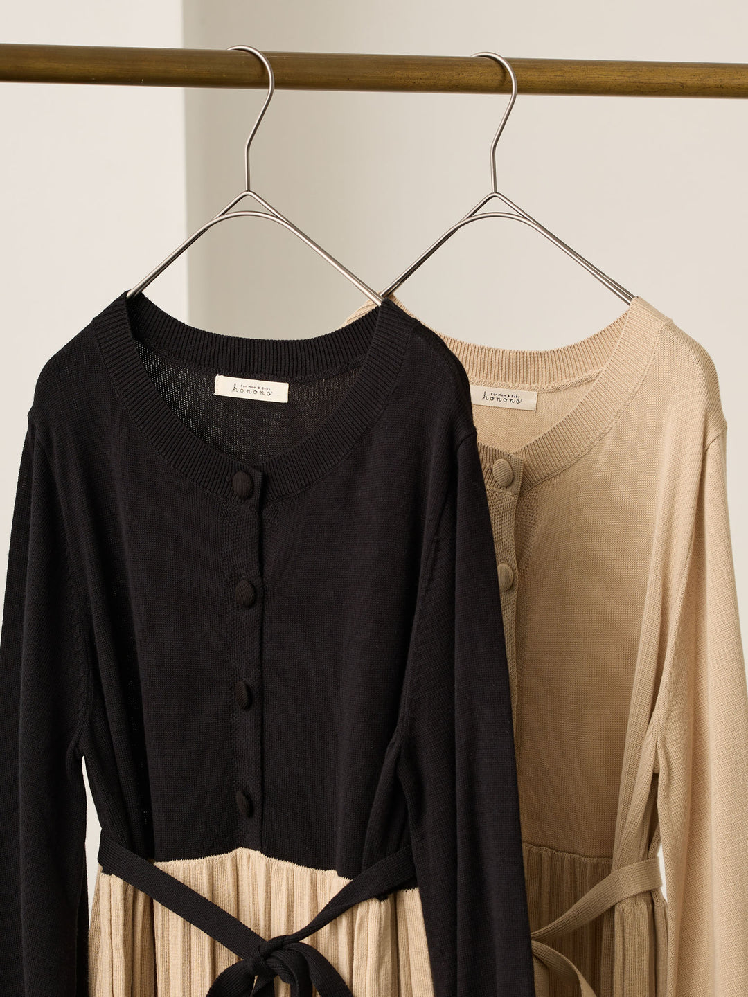 ニットプリーツワンピース Black