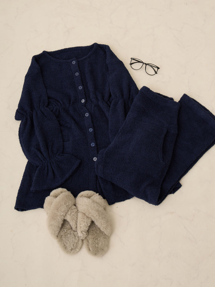 海军蓝蓬松睡衣套装