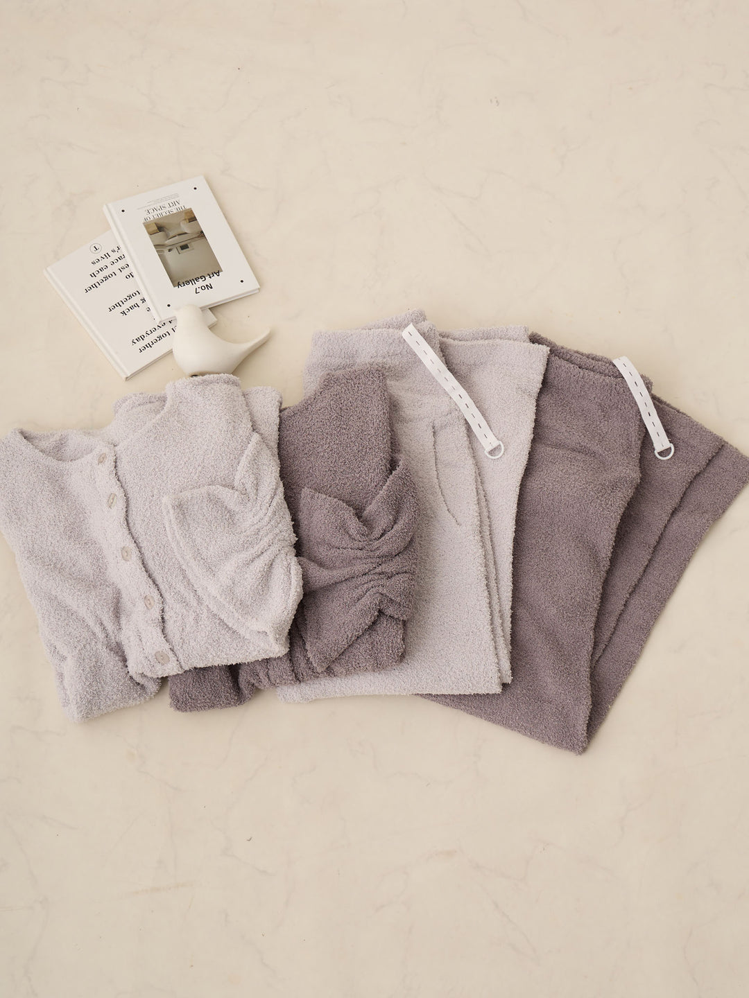 蓬松睡衣套装 炭灰色