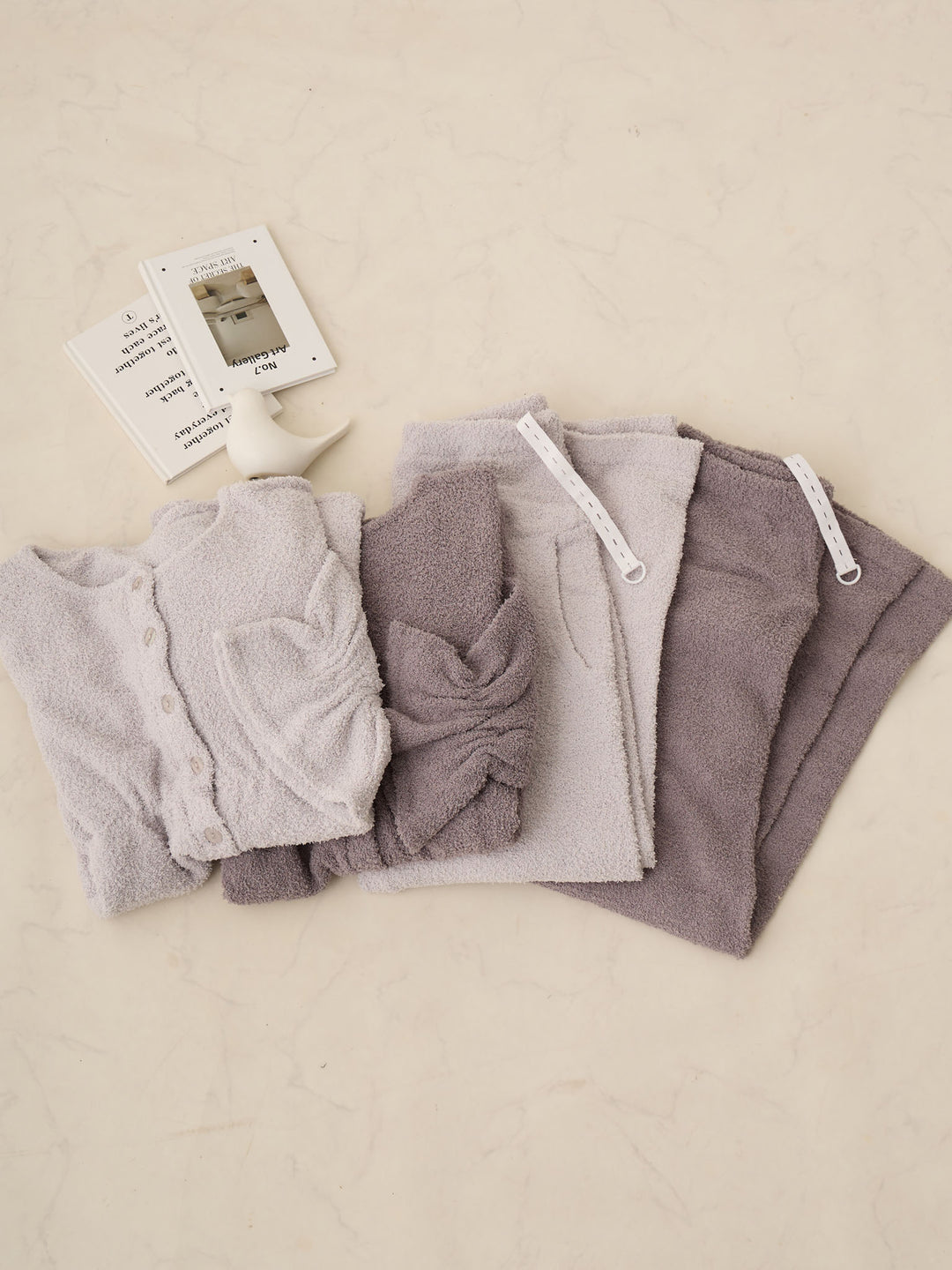 蓬松睡衣套装 灰色