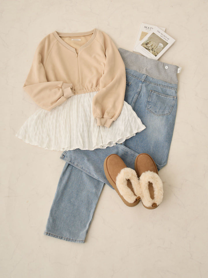 マタニティロングデニム Light blue