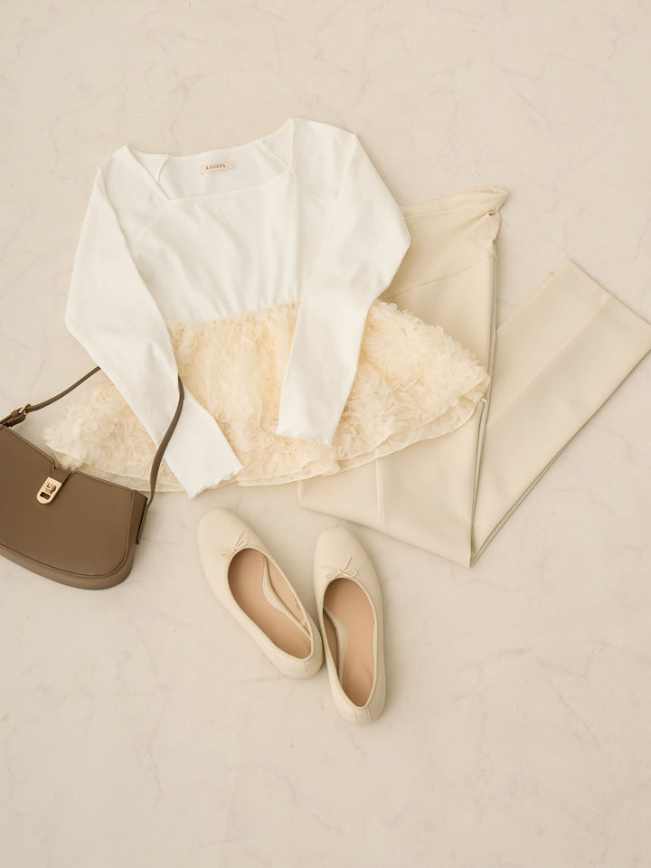 チュールペプラムトップス Ivory