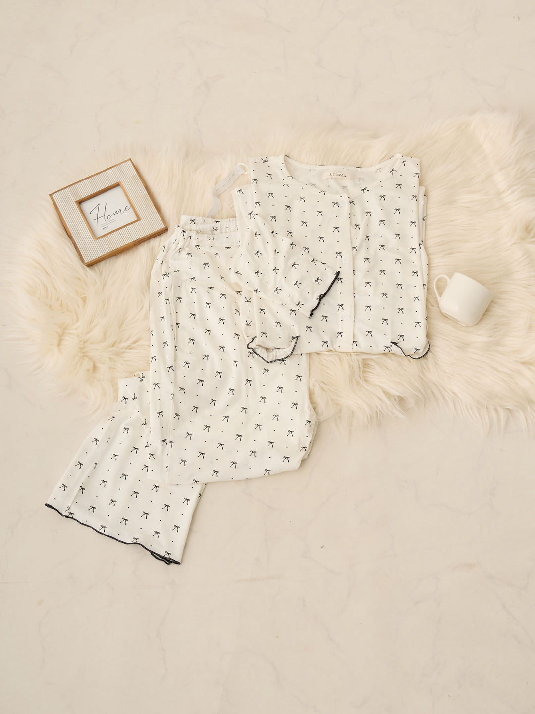 リボンドットルームウェア Ivory