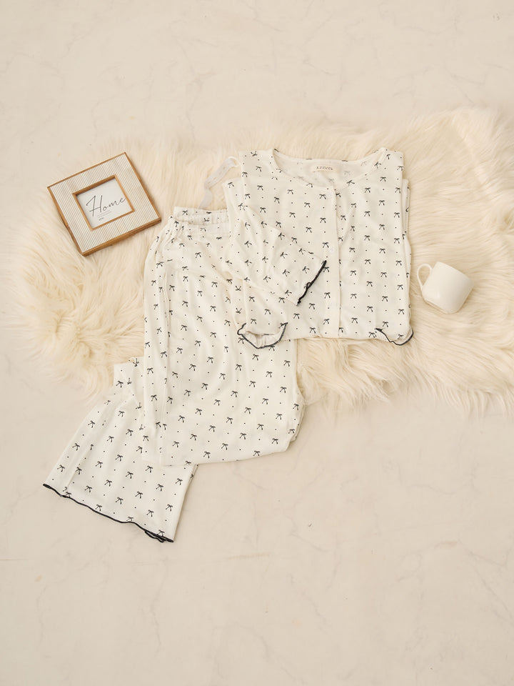 リボンドットルームウェア Ivory