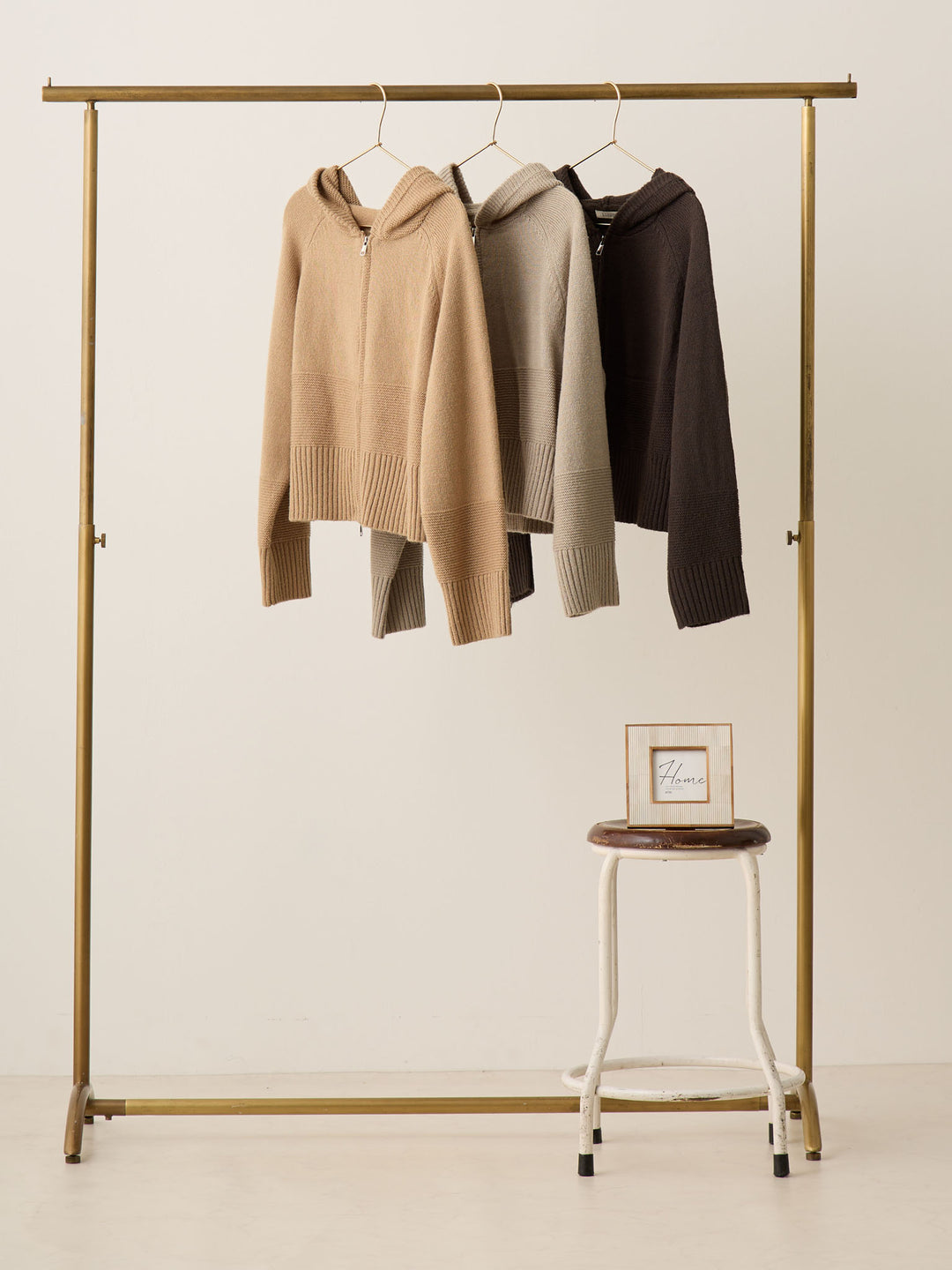 双拉链针织开衫 炭灰色