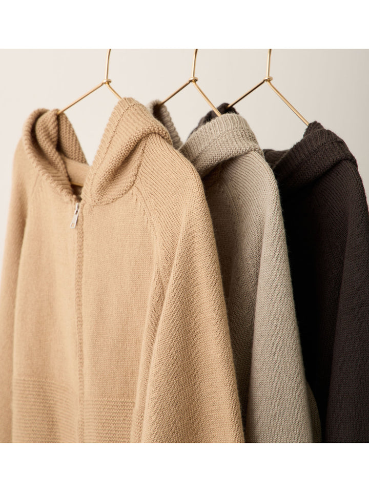 双拉链针织开衫灰色