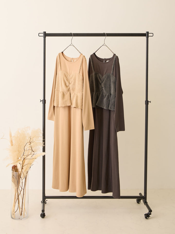 ビスチェドッキング起毛ワンピース Beige