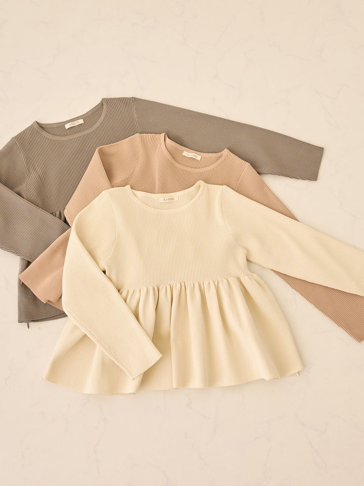 ペプラムニットトップス Gray