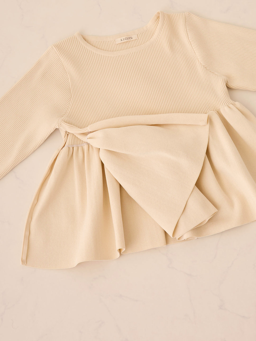 ペプラムニットトップス Pink beige