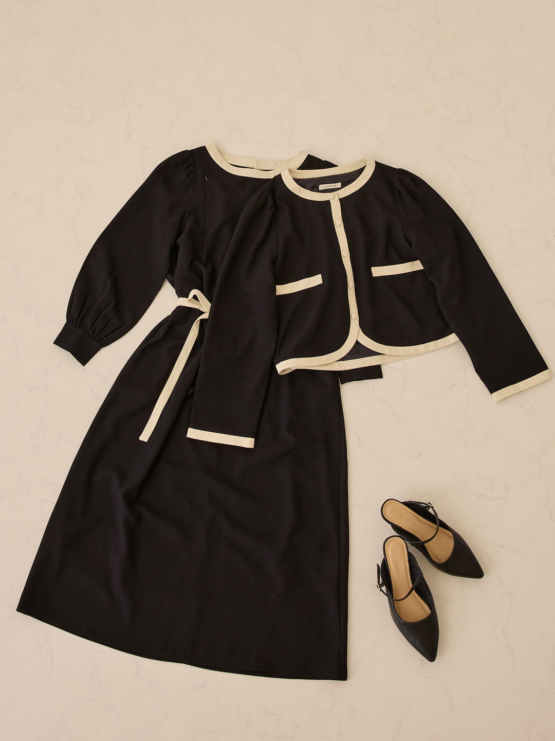 セレモニー対応・配色ジャケット Black