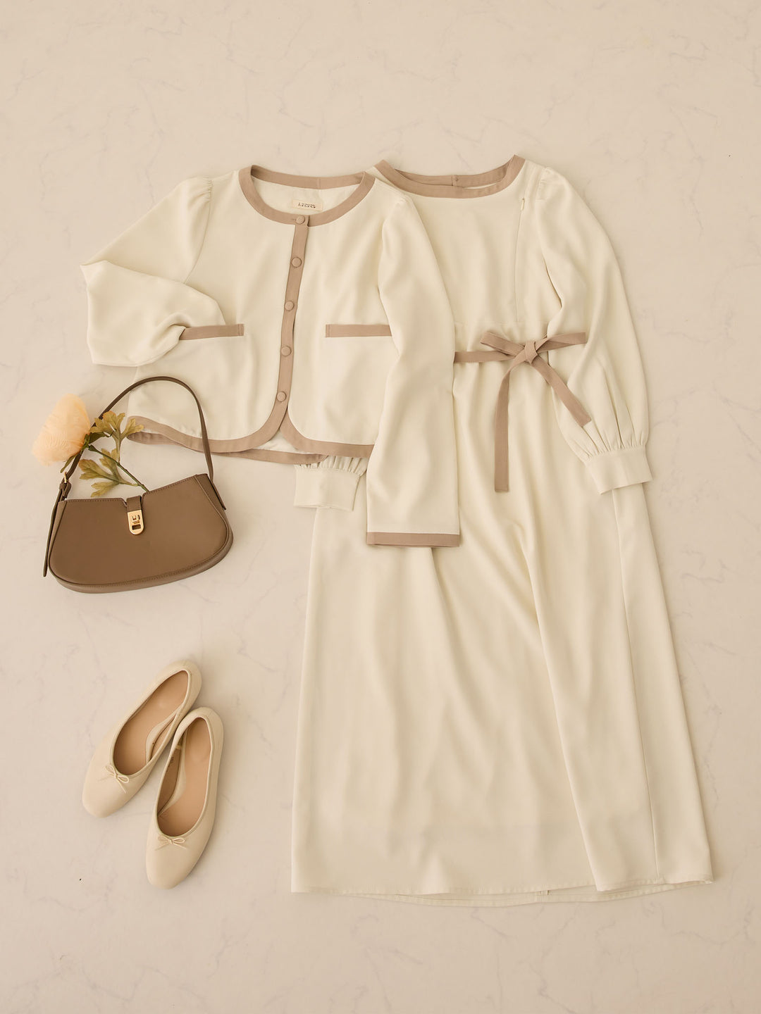 セレモニー対応・配色ジャケット Ivory