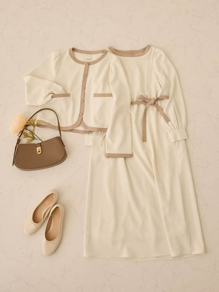 セレモニー対応・配色ジャケット Ivory