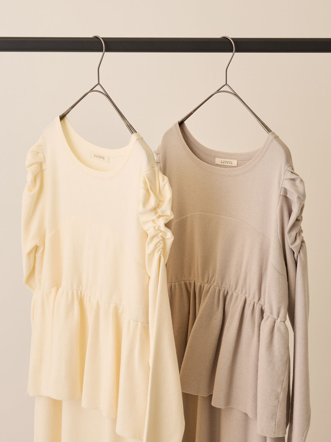 ニットペプラムワンピース Ivory