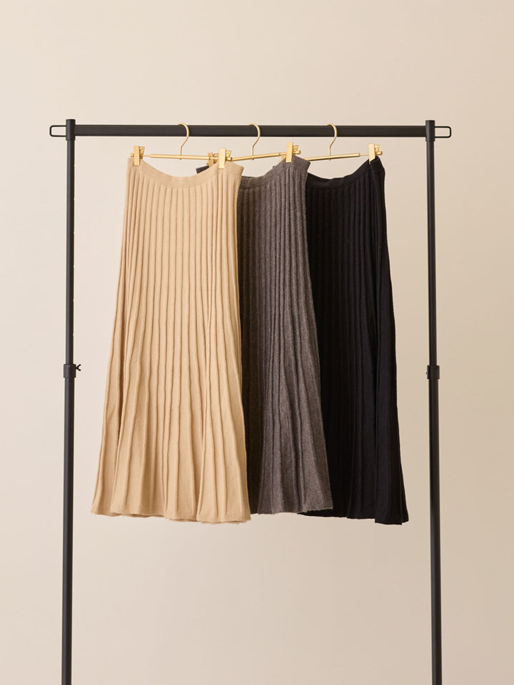 ニットプリーツスカート Black