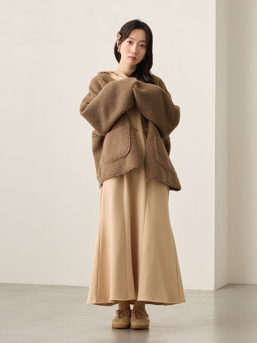 双面 Boa Ducker 夹克 棕色