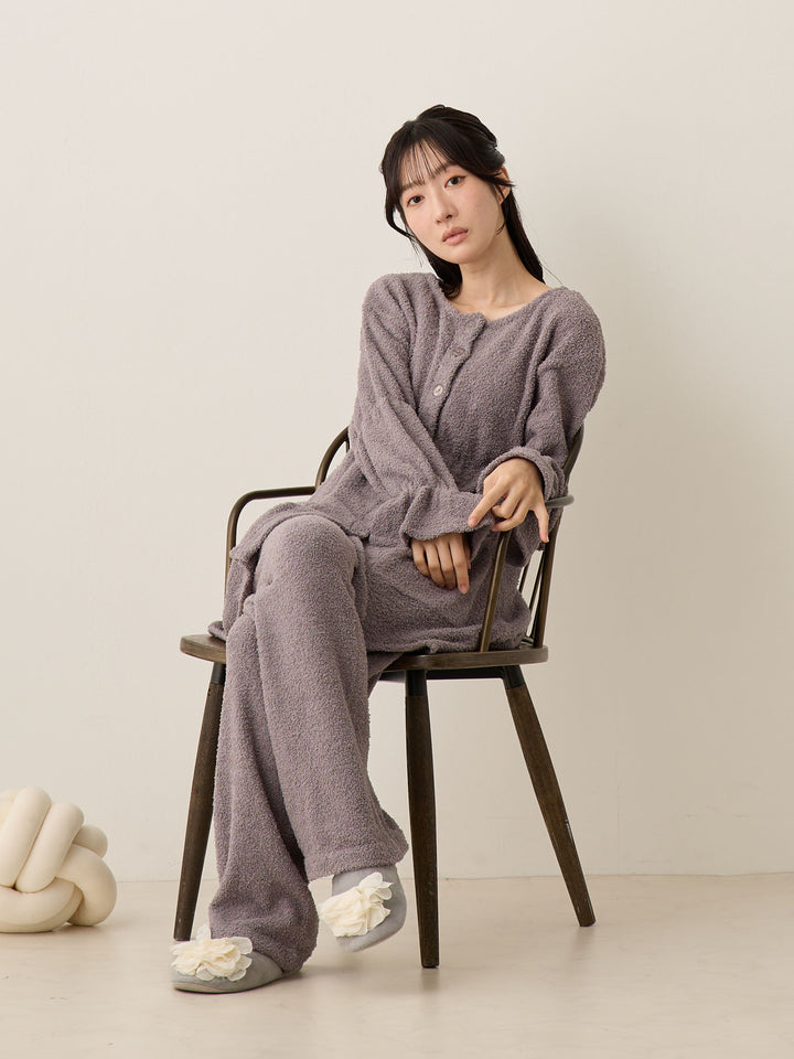 蓬松睡衣套装 炭灰色