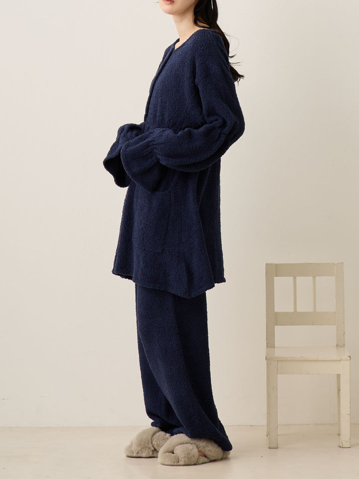 海军蓝蓬松睡衣套装